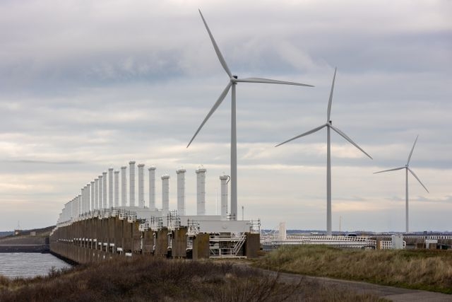 A view of wind turbines