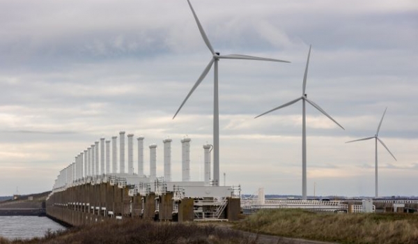 A view of wind turbines